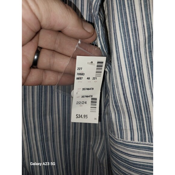 Avenue Signature Blue Striped Button Up Shirt 22/24 NWT - Picture 5 of 9
